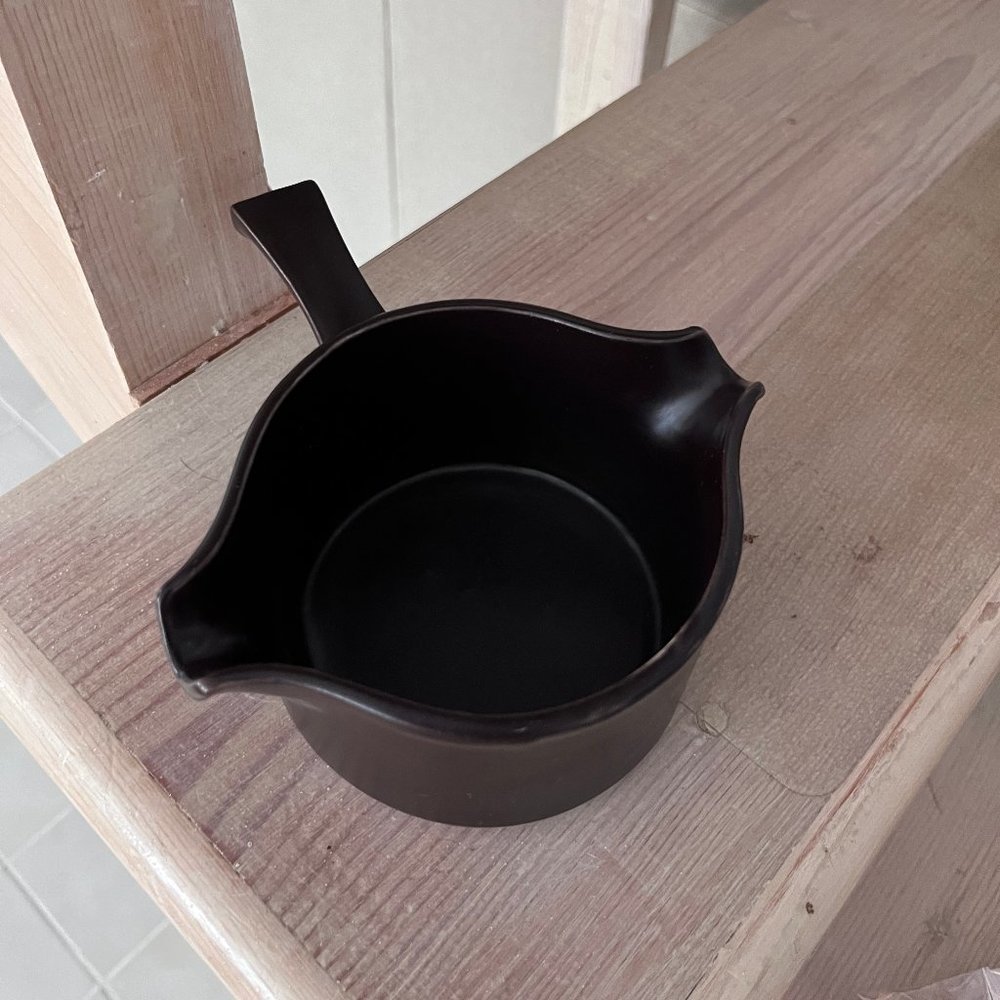Iron Saucepan Melting Pot With Handle Ceramic Gravy Boat Dark Brown